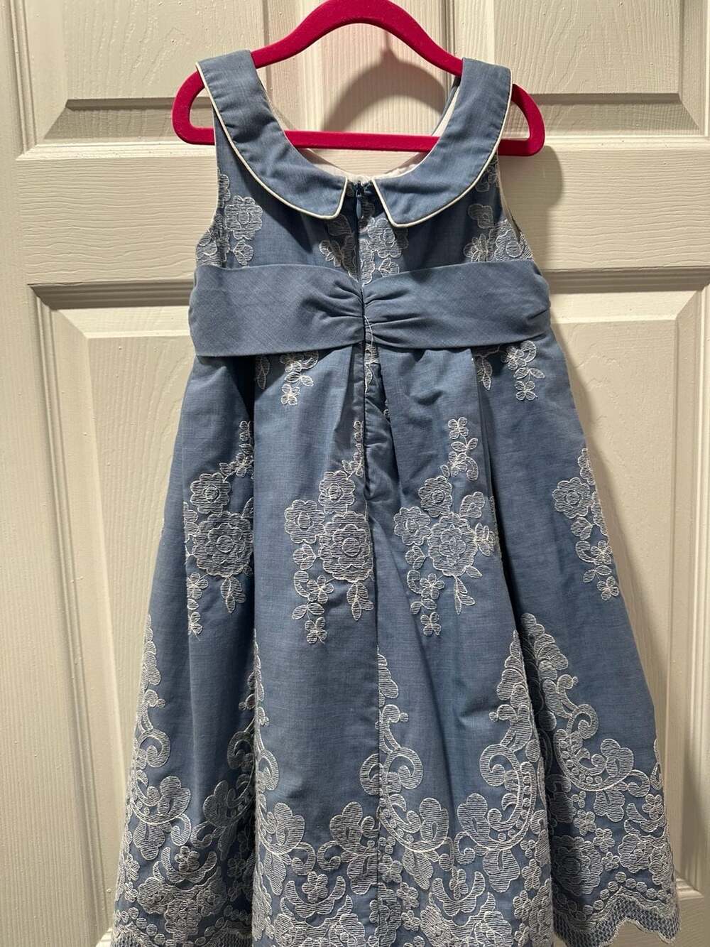 Laura Ashley London Girls Blue Floral Embroidered Dress Size 6 - Picture 4 of 5